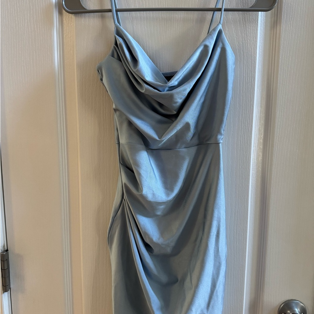 Elegant Windsor Blue Draped Mini Dress